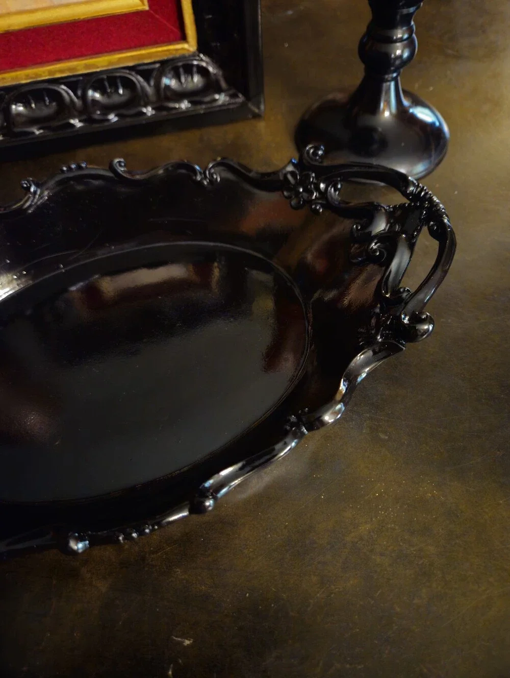 Ornate Black Decorative Serving/trinket Tray